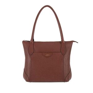 Lodis Siera Tote Shoulder Bag Brown Pebbled Leather Large